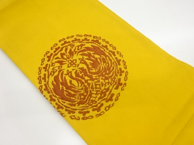 ふくれ織丸に向かい鳥模様織出し名古屋帯